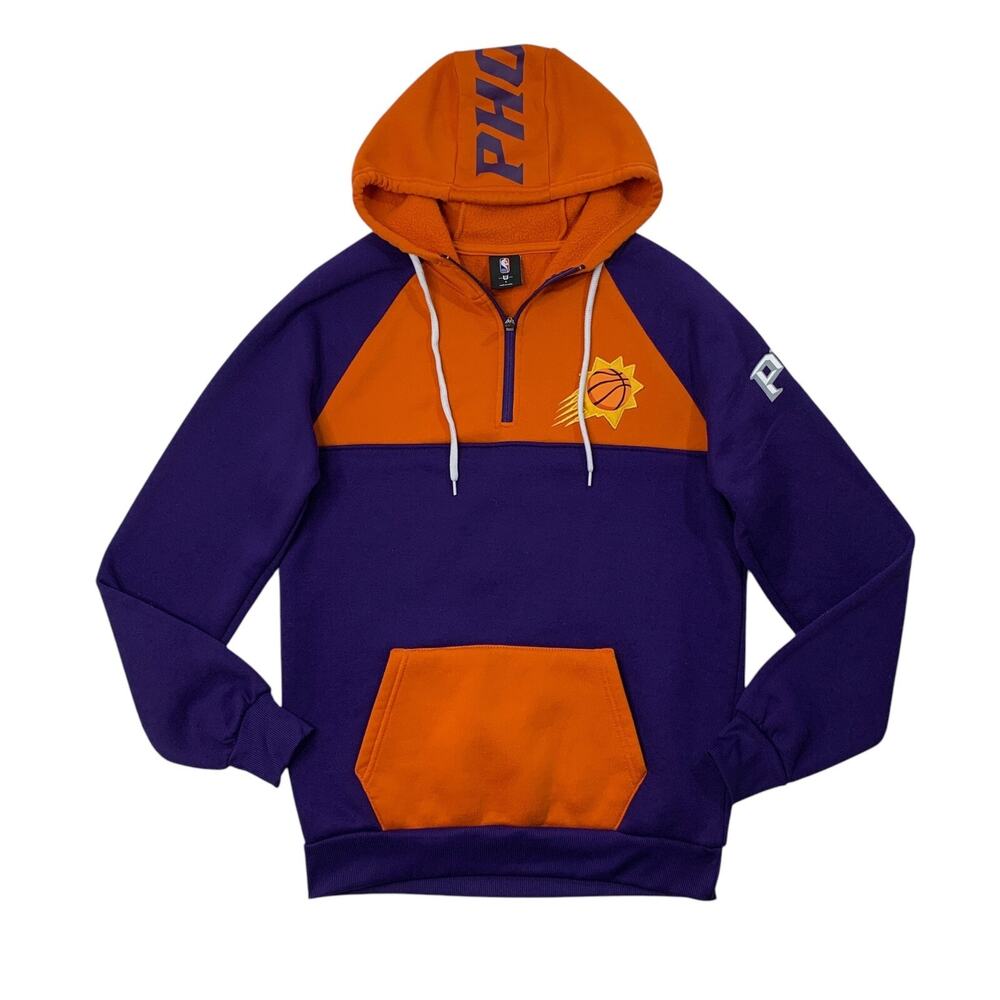 Phoenix Suns Hoodie Mens S Purple Orange Fleece Lined Quarter Zip Sweatshirt‎